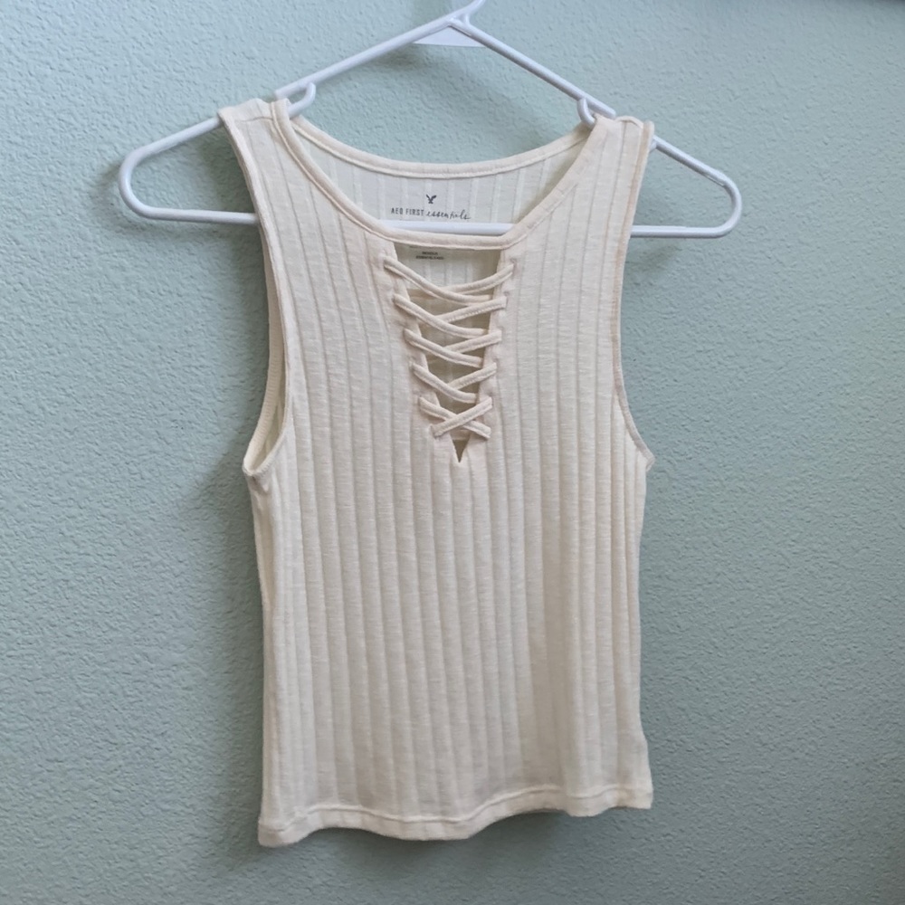 American eagle comfortable ribbed lace up tank!